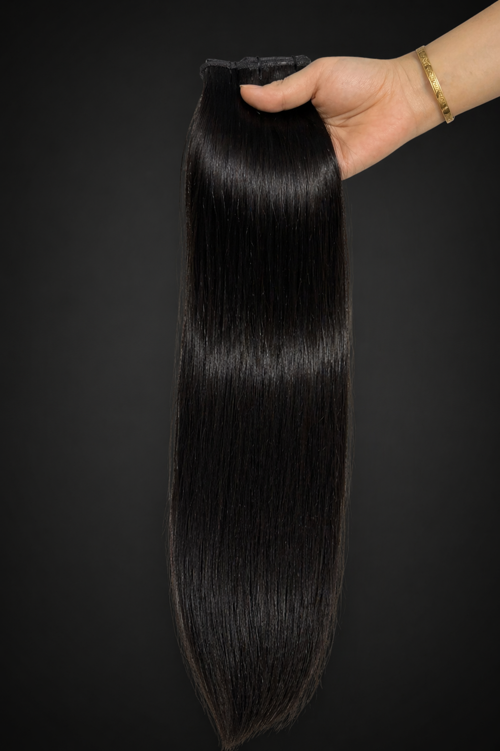Mechones Seamless Flat Weft Cabello Virgen Vietnamita 50cm – Color #1B Negro Natural