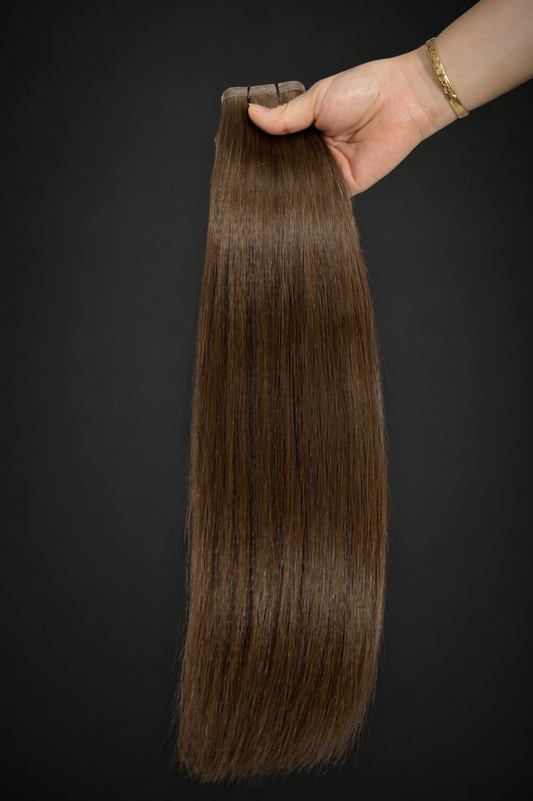 Mechones Flat Weft Remy Cabello Vietnamita 50cm – Color #4 Marrón Oscuro
